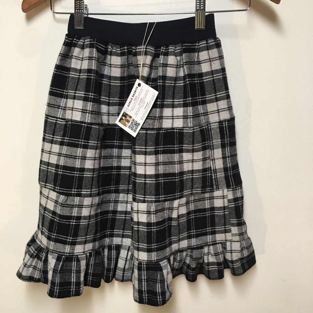 Skirt Flannel Girls 4 Maxi Gray Plaid Ruffle Tiered‎ Cotton Mom and Pop's Kids